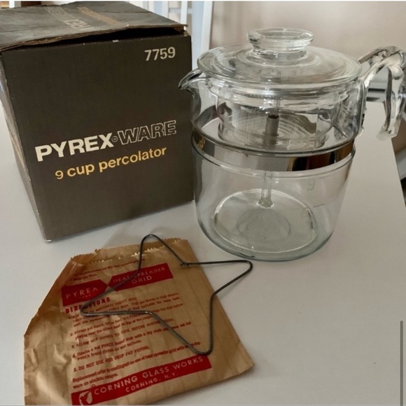 PYREX 9 cup glass coffee pot, coffee percolator model 7759 - Picture 3 of 4